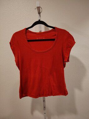 Arizona Jean Company Junior's Scoop Neck Top Size XL Cotton Short Sleeve Pink